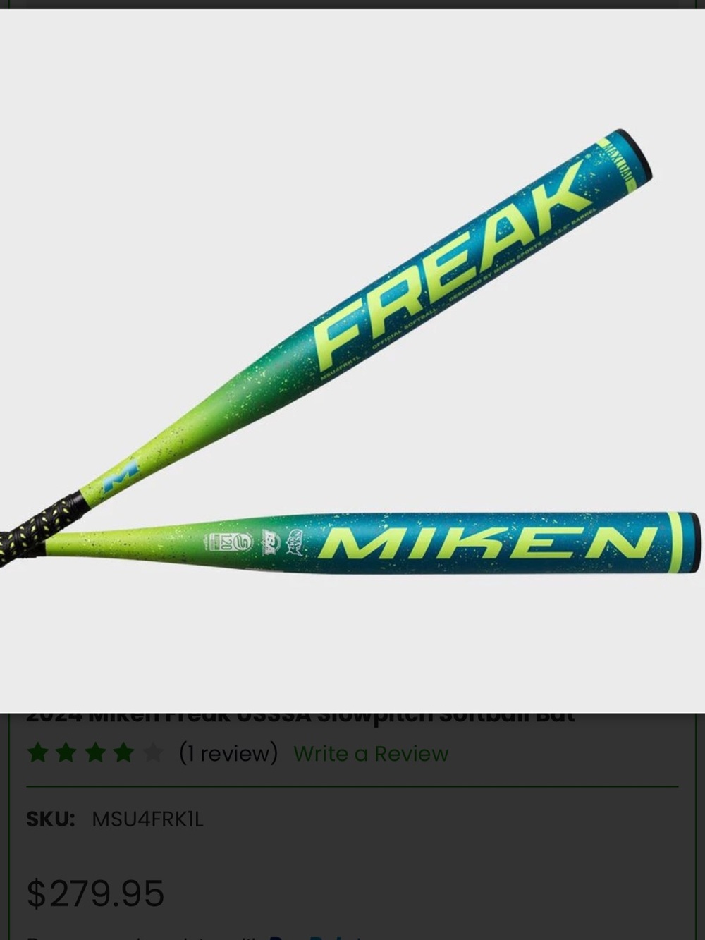 Miken Freak slowpitch softball bat